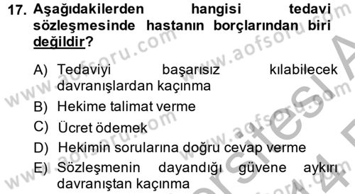 Sağlık Hukuku Dersi 2013 - 2014 Yılı (Vize) Ara Sınav Soruları 17. Soru