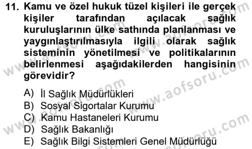 Sağlık Hukuku Dersi 2013 - 2014 Yılı Tek Ders Sınav Soruları 11. Soru