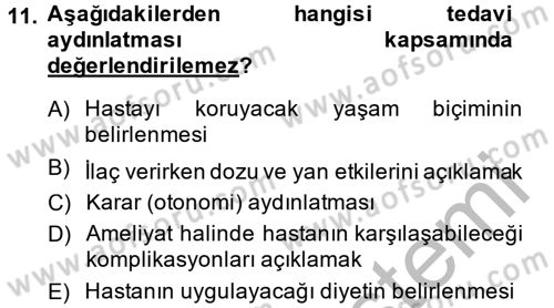 Sağlık Hukuku Dersi 2014 - 2015 Yılı (Vize) Ara Sınav Soruları 11. Soru