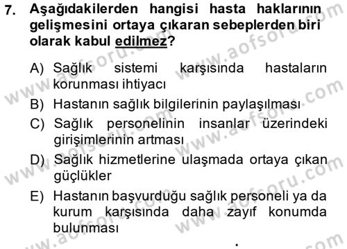 Sağlık Hukuku Dersi 2014 - 2015 Yılı (Vize) Ara Sınav Soruları 7. Soru