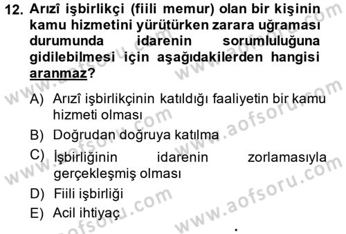 Sağlık Hukuku Dersi 2014 - 2015 Yılı (Final) Dönem Sonu Sınav Soruları 12. Soru