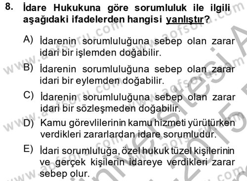 Sağlık Hukuku Dersi 2014 - 2015 Yılı (Final) Dönem Sonu Sınav Soruları 8. Soru
