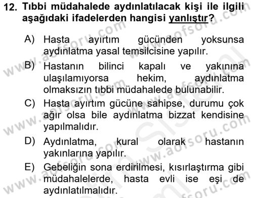 Sağlık Hukuku Dersi 2015 - 2016 Yılı (Vize) Ara Sınav Soruları 12. Soru
