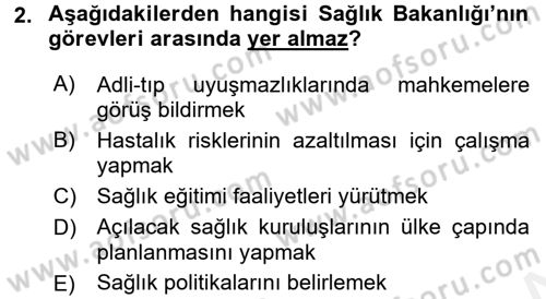Sağlık Hukuku Dersi 2015 - 2016 Yılı (Vize) Ara Sınav Soruları 2. Soru