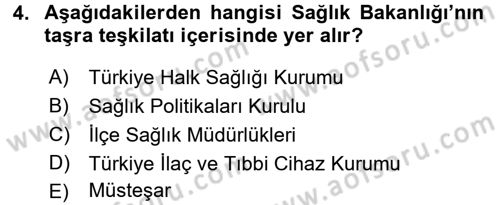 Sağlık Hukuku Dersi 2015 - 2016 Yılı (Vize) Ara Sınav Soruları 4. Soru