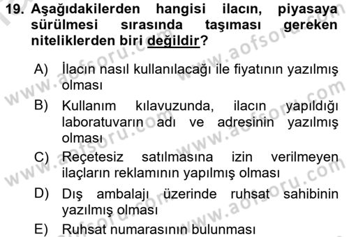 Sağlık Hukuku Dersi 2015 - 2016 Yılı (Final) Dönem Sonu Sınav Soruları 19. Soru