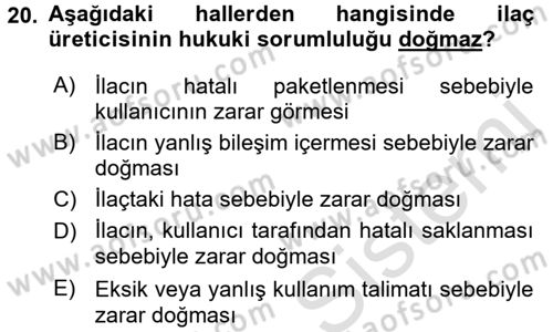 Sağlık Hukuku Dersi 2015 - 2016 Yılı (Final) Dönem Sonu Sınav Soruları 20. Soru