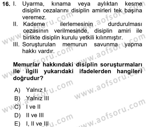 Sağlık Hukuku Dersi 2016 - 2017 Yılı 3 Ders Sınav Soruları 16. Soru