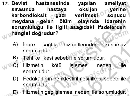 Sağlık Hukuku Dersi 2016 - 2017 Yılı 3 Ders Sınav Soruları 17. Soru