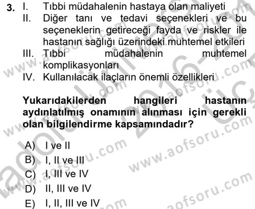 Sağlık Hukuku Dersi 2016 - 2017 Yılı 3 Ders Sınav Soruları 3. Soru