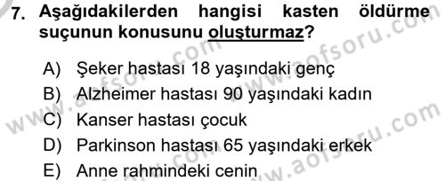 Sağlık Hukuku Dersi 2016 - 2017 Yılı 3 Ders Sınav Soruları 7. Soru