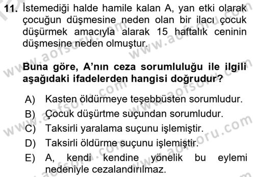 Sağlık Hukuku Dersi 2016 - 2017 Yılı (Final) Dönem Sonu Sınav Soruları 11. Soru