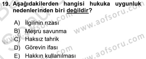 Sağlık Hukuku Dersi 2016 - 2017 Yılı (Final) Dönem Sonu Sınav Soruları 19. Soru