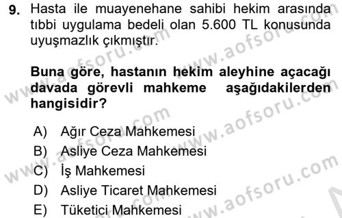Sağlık Hukuku Dersi 2016 - 2017 Yılı (Final) Dönem Sonu Sınav Soruları 9. Soru