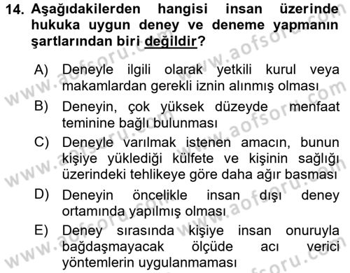Sağlık Hukuku Dersi 2017 - 2018 Yılı 3 Ders Sınav Soruları 14. Soru