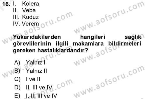 Sağlık Hukuku Dersi 2017 - 2018 Yılı 3 Ders Sınav Soruları 16. Soru