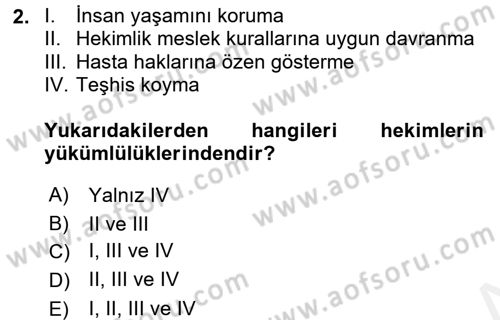 Sağlık Hukuku Dersi 2017 - 2018 Yılı 3 Ders Sınav Soruları 2. Soru