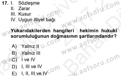 Sağlık Hukuku Dersi 2017 - 2018 Yılı (Vize) Ara Sınav Soruları 17. Soru