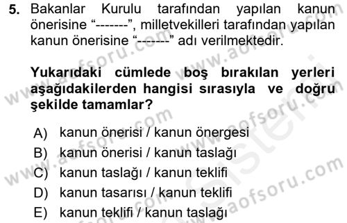Sağlık Hukuku Dersi 2017 - 2018 Yılı (Vize) Ara Sınav Soruları 5. Soru