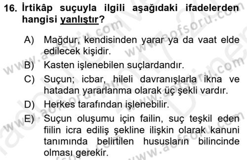 Sağlık Hukuku Dersi 2017 - 2018 Yılı (Final) Dönem Sonu Sınav Soruları 16. Soru