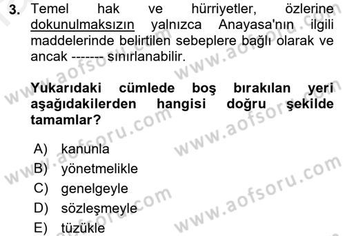 Sağlık Hukuku Dersi 2017 - 2018 Yılı (Final) Dönem Sonu Sınav Soruları 3. Soru