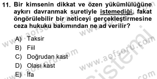 Sağlık Hukuku Dersi 2018 - 2019 Yılı 3 Ders Sınav Soruları 11. Soru