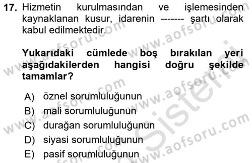 Sağlık Hukuku Dersi 2018 - 2019 Yılı 3 Ders Sınav Soruları 17. Soru