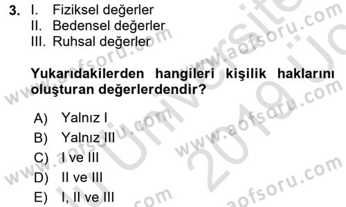 Sağlık Hukuku Dersi 2018 - 2019 Yılı 3 Ders Sınav Soruları 3. Soru