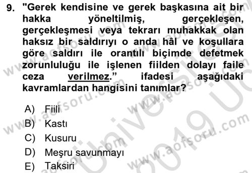 Sağlık Hukuku Dersi 2018 - 2019 Yılı 3 Ders Sınav Soruları 9. Soru