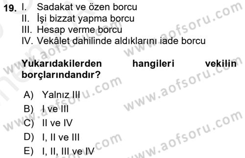 Sağlık Hukuku Dersi 2018 - 2019 Yılı (Vize) Ara Sınav Soruları 19. Soru
