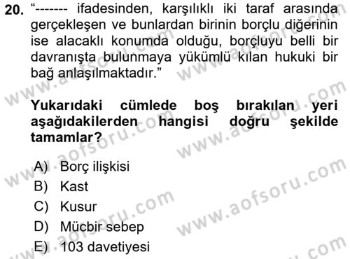 Sağlık Hukuku Dersi 2018 - 2019 Yılı (Vize) Ara Sınav Soruları 20. Soru