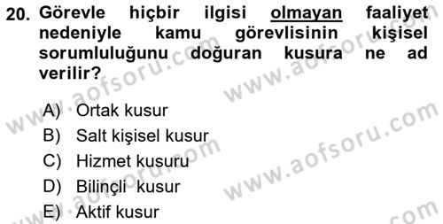 Sağlık Hukuku Dersi 2018 - 2019 Yılı (Final) Dönem Sonu Sınav Soruları 20. Soru