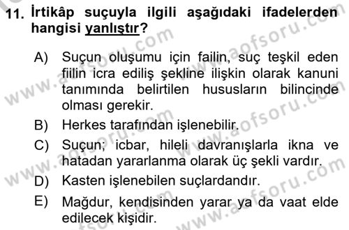 Sağlık Hukuku Dersi 2018 - 2019 Yılı Yaz Okulu Sınav Soruları 11. Soru