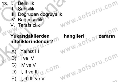 Sağlık Hukuku Dersi 2018 - 2019 Yılı Yaz Okulu Sınav Soruları 13. Soru