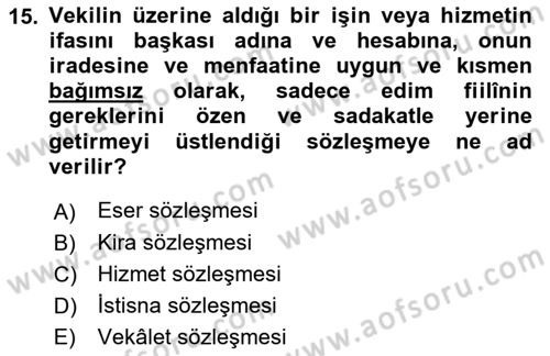 Sağlık Hukuku Dersi 2018 - 2019 Yılı Yaz Okulu Sınav Soruları 15. Soru