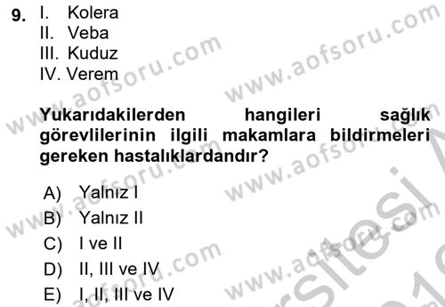 Sağlık Hukuku Dersi 2018 - 2019 Yılı Yaz Okulu Sınav Soruları 9. Soru