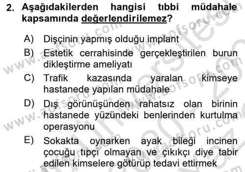 Sağlık Hukuku Dersi 2020 - 2021 Yılı Yaz Okulu Sınav Soruları 2. Soru
