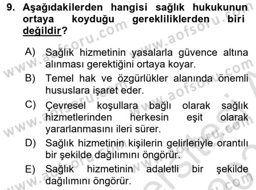 Sağlık Hukuku Dersi 2020 - 2021 Yılı Yaz Okulu Sınav Soruları 9. Soru