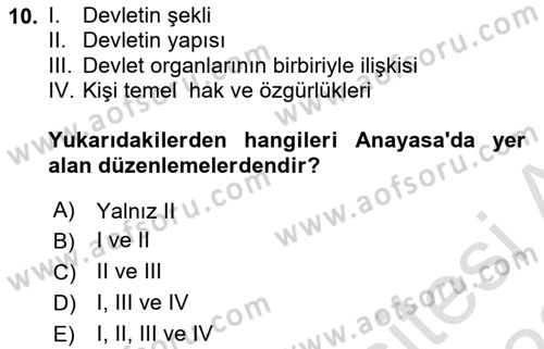 Sağlık Hukuku Dersi 2021 - 2022 Yılı (Vize) Ara Sınavı 10. Soru