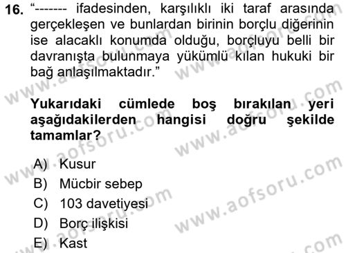 Sağlık Hukuku Dersi 2021 - 2022 Yılı (Vize) Ara Sınavı 16. Soru