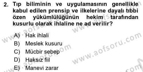Sağlık Hukuku Dersi 2021 - 2022 Yılı (Final) Dönem Sonu Sınav Soruları 2. Soru