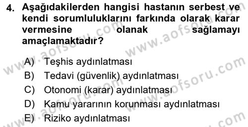 Sağlık Hukuku Dersi 2021 - 2022 Yılı Yaz Okulu Sınav Soruları 4. Soru
