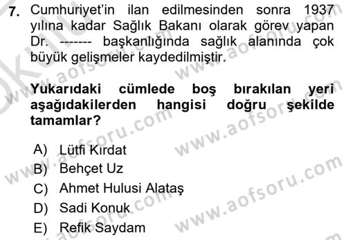Sağlık Hukuku Dersi 2021 - 2022 Yılı Yaz Okulu Sınav Soruları 7. Soru