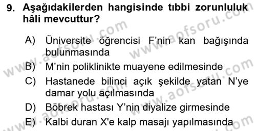 Sağlık Hukuku Dersi 2021 - 2022 Yılı Yaz Okulu Sınav Soruları 9. Soru