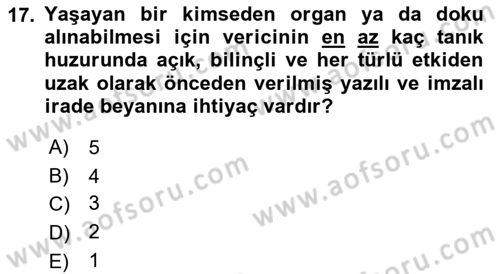 Sağlık Hukuku Dersi 2022 - 2023 Yılı Yaz Okulu Sınav Soruları 17. Soru
