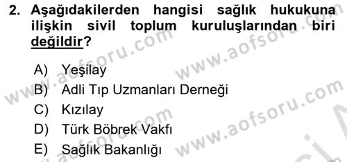 Sağlık Hukuku Dersi 2022 - 2023 Yılı Yaz Okulu Sınav Soruları 2. Soru
