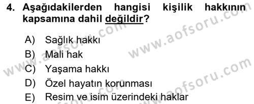 Sağlık Hukuku Dersi 2022 - 2023 Yılı Yaz Okulu Sınav Soruları 4. Soru