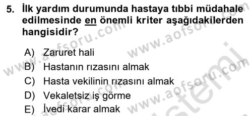 Sağlık Hukuku Dersi 2022 - 2023 Yılı Yaz Okulu Sınav Soruları 5. Soru