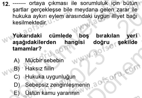 Sağlık Hukuku Dersi 2023 - 2024 Yılı (Final) Dönem Sonu Sınav Soruları 12. Soru