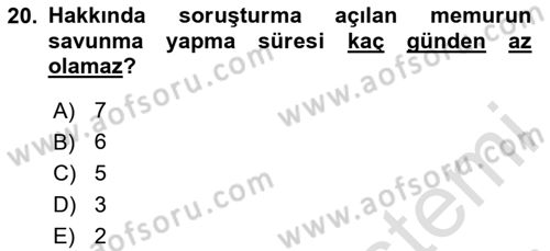 Sağlık Hukuku Dersi 2023 - 2024 Yılı (Final) Dönem Sonu Sınav Soruları 20. Soru